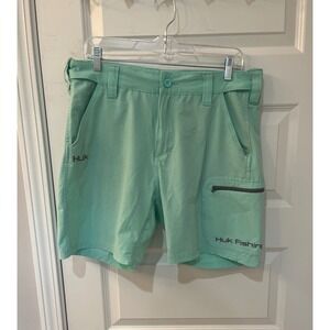 Huk Next Level Fishing Performance Shorts Mens Large Seafoam Green Cargo Pocket